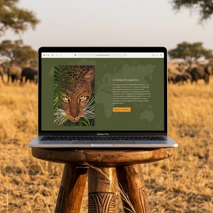 Website for conservation artist in a field in Africa. 